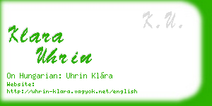 klara uhrin business card