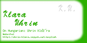 klara uhrin business card